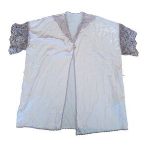 Vintage Colesce Couture Lingerie Silky Pink Robe Floral Sexy Lace Plus SZ 2XL